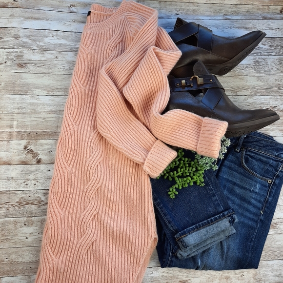 Ann Taylor Sweaters - Ann Taylor Salmon Alpaca Wool Cable Tunic Sweater